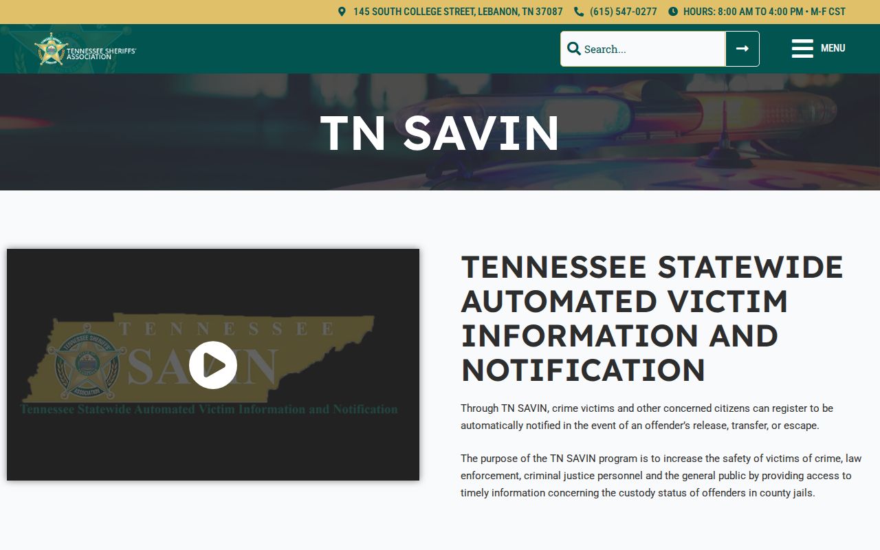 Tennessee SAVIN all sheriff VINE arrest coverage for Sequatchie County